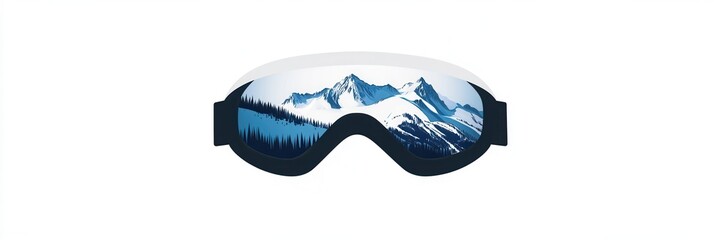 Obraz premium Ski goggles display a reflection of majestic snow-covered mountains, capturing the essence of winter sports. Generative AI