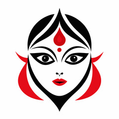 Durga eyes vector logo, simple flat design.  Durga Eyes and Hindu Goddess Faces Vector Illustration - Durga Ma, Kali Ma, Tara Ma, Joy Ma Silhouette Line Art