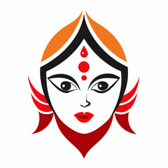 Durga eyes vector logo, simple flat design.  Durga Eyes and Hindu Goddess Faces Vector Illustration - Durga Ma, Kali Ma, Tara Ma, Joy Ma Silhouette Line Art