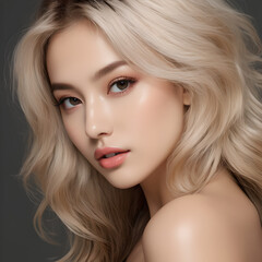 Naklejka premium portrait of a beautiful woman with blond hair