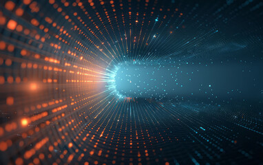 The background of future science and technology theme composed of particles and lines