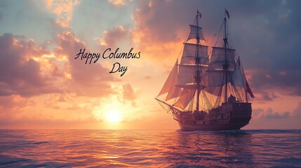 Fototapeta premium Columbus Day text background