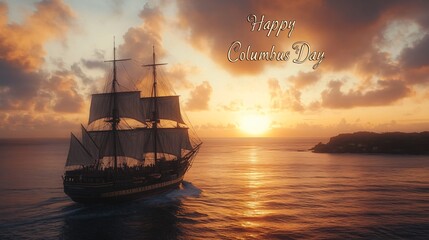 Fototapeta premium Columbus Day text background