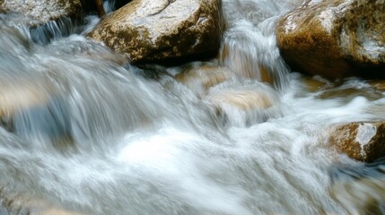 Flowing Stream Over Rocks