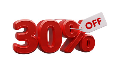 3D 30% Discount with Sale Tag