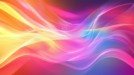 Obraz premium Vibrant Flowing Neon Light Waves Abstract Art