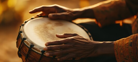 A close-up of a person's hands playing a drum
