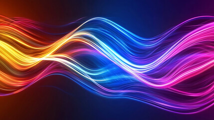 Obraz premium Glowing Multicolor Light Waves Abstract Art