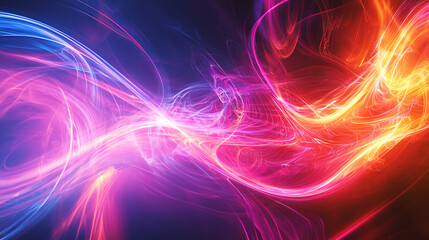 Glowing Multicolor Light Waves Abstract Art
