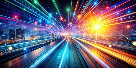 Fototapeta premium dynamic abstract high speed internet 4g network pulses glowing lines modern technology futuristic composition motion blur vibrant colors