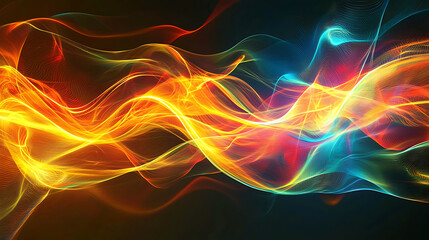 Obraz premium Colorful Flowing Light Waves Abstract Art