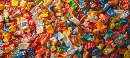 A collection of old-fashioned candy wrappers, with colorful and intricate designs