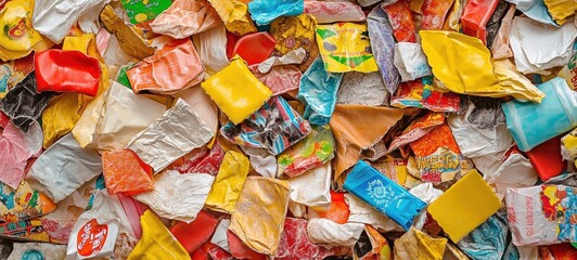 A collection of old-fashioned candy wrappers, with colorful and intricate designs