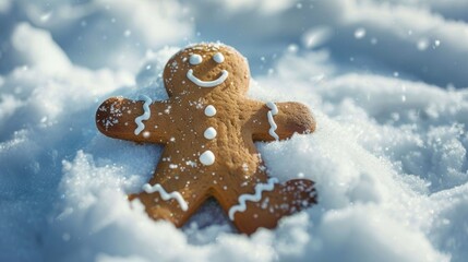 christmas cookie with human figure in the snow
