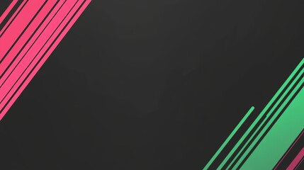 Abstract background with pink and green diagonal lines on black