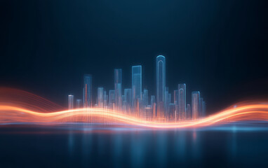 Modern urban skyline landscape with 3D effect
