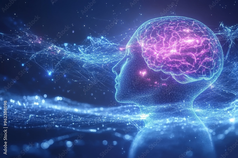 Poster brain strength exercise digital image of a child’s head with glowing brain symbolizing the potential