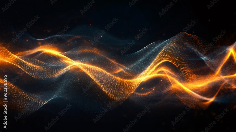 Aufkleber abstract background with glowing wave of particles.