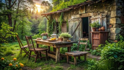 Obraz premium abandoned rustic outdoor setup