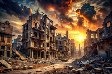 gritty intense apocalyptic desolate ruins crumbling destruction