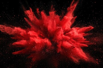 Energetic Crimson Red Powder Cloud on Black