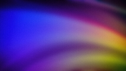 Naklejka premium A vibrant 4K gradient background featuring a blend of deep blue, purple, pink, yellow, and green tones. The smooth, grainy texture adds depth, making it perfect for modern digital design