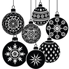 Fototapeta premium a black Christmas Ornaments silhouette vector art illustration
