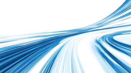Curved Blue Speed Lines on White Background