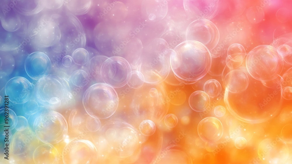 Poster abstract background with soft pastel color and glowing light orbs.