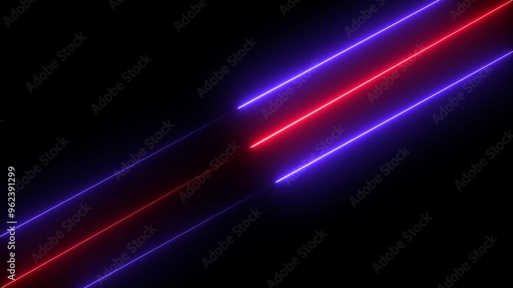 Poster abstraction neon lines moving down screen saver background. abstract red and blue color neon lights 