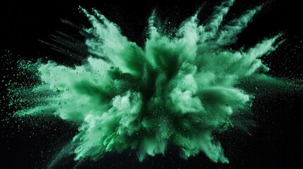 Vibrant Mint Green Explosion on Black Background