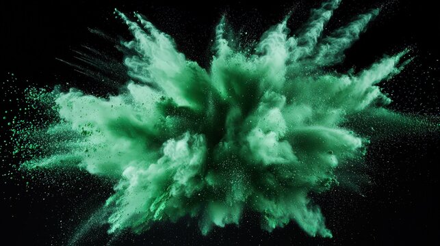Vibrant Mint Green Explosion on Black Background
