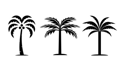 set of silhouettes of palm trees