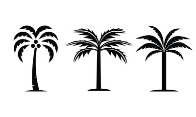 set of silhouettes of palm trees
