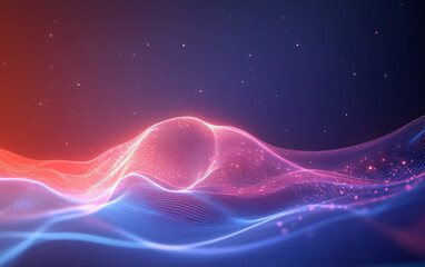 Obraz premium The background of future science and technology theme composed of particles and lines