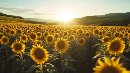 sunflower field in the morning