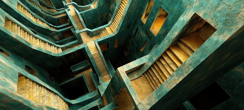 A maze of interconnected stairways