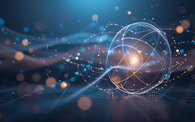 The background of future science and technology theme composed of particles and lines