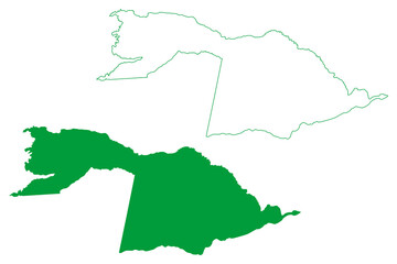 Barreiras municipality (Bahia state, Municipalities of Brazil, Federative Republic of Brazil) map vector illustration, scribble sketch Barreiras map