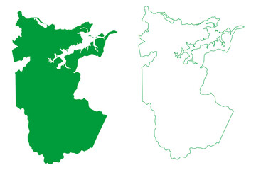 Barreirinha municipality (Amazonas state, Municipalities of Brazil, Federative Republic of Brazil) map vector illustration, scribble sketch Barreirinha map