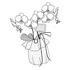 orchid phalaenopsis in a pot  with a greeting card