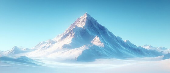 A Majestic Snowy Mountain Peak Against a Clear Blue Sky