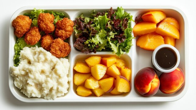 Colorful School Lunch Tray with Nutritious Food