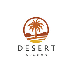 Desert logo design template .Mountain desert vector icon. Hot warm season illustration