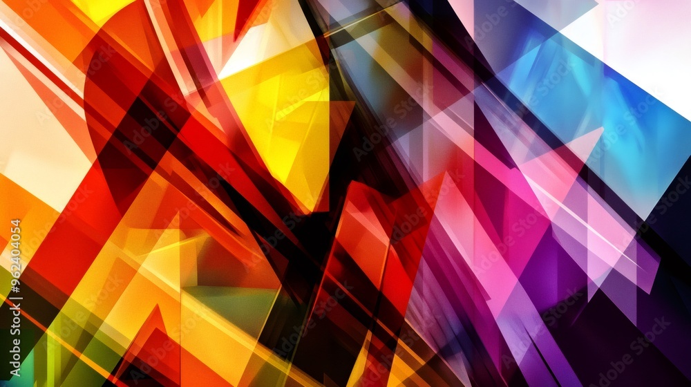 Wall mural Abstract colorful geometric shapes in vibrant hues.