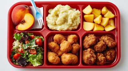 Colorful School Lunch Tray with Nutritious Food