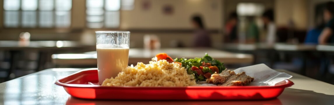 Colorful School Lunch Tray with Nutritious Food