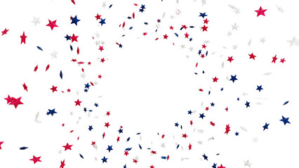 Realistic 3D Confetti with Stars: A patriotic explosion of red, white, and blue confetti stars, perfect for celebrating American holidays or elections.