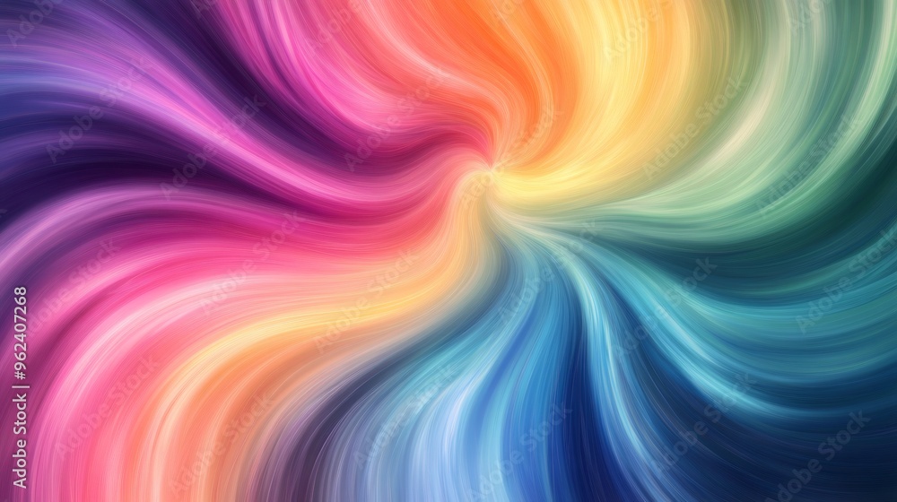 Poster abstract colorful swirls creating a spiral pattern.