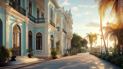 Fototapeta premium Sophisticated villa architecture displaying beautiful design and intricate building details